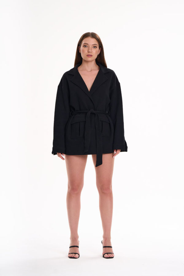 black Waffle Robe - Oversized Fit