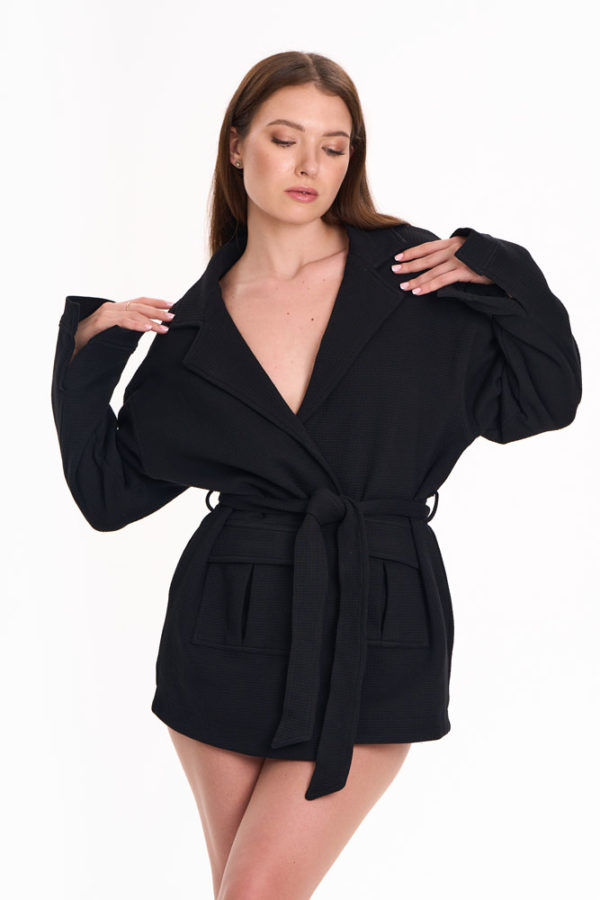 black Waffle Robe - Oversized Fit