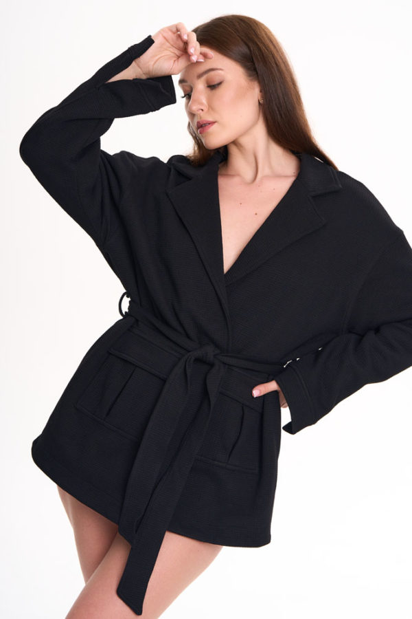 black Waffle Robe - Oversized Fit