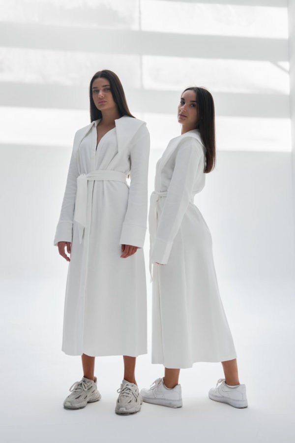 buy white Dramatic Collar Robe jacket for woman